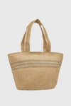Borsa mare in paglia con dettagli orizzontali | Verde Fashion