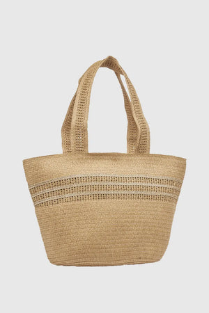 Borsa mare in paglia con dettagli orizzontali | Verde Fashion