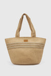 Borsa mare in paglia con dettagli orizzontali | Verde Fashion