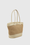 Borsa mare in paglia bicolore | Verde Fashion