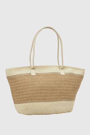 Borsa mare in paglia bicolore | Verde Fashion