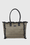 Borsa mare in paglia fantasia jacquard geometrica | Verde Fashion