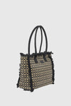 Borsa mare in paglia fantasia jacquard geometrica | Verde Fashion