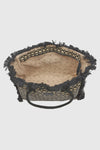 Borsa mare in paglia fantasia jacquard geometrica | Verde Fashion