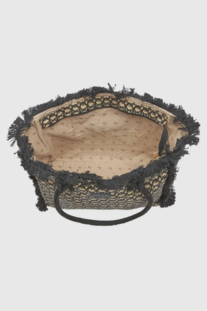 Borsa mare in paglia fantasia jacquard geometrica | Verde Fashion