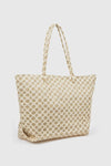 Borsa mare in paglia fantasia jacquard geometrica | Verde Fashion