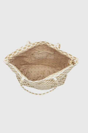 Borsa mare in paglia fantasia jacquard geometrica | Verde Fashion