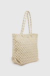 Borsa mare in paglia fantasia jacquard geometrica | Verde Fashion