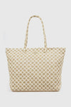 Borsa mare in paglia fantasia jacquard geometrica | Verde Fashion