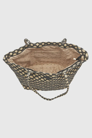Borsa mare in paglia fantasia jacquard geometrica | Verde Fashion