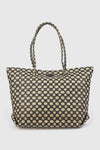 Borsa mare in paglia fantasia jacquard geometrica | Verde Fashion