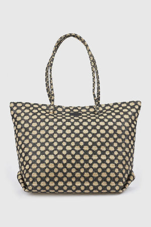 Borsa mare in paglia fantasia jacquard geometrica | Verde Fashion