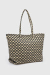 Borsa mare in paglia fantasia jacquard geometrica | Verde Fashion
