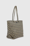 Borsa mare in paglia fantasia jacquard geometrica | Verde Fashion