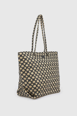 Borsa mare in paglia fantasia jacquard geometrica | Verde Fashion