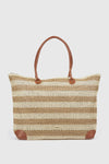 Borsa mare in paglia a righe bicolore | Verde Fashion