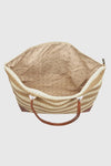 Borsa mare in paglia a righe bicolore | Verde Fashion
