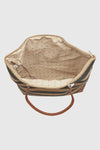 Borsa mare in paglia a righe bicolore | Verde Fashion