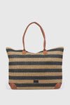 Borsa mare in paglia a righe bicolore | Verde Fashion