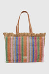 Borsa mare in paglia a righe multicolor | Verde Fashion