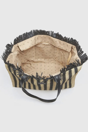 Borsa mare in paglia a righe | Verde Fashion