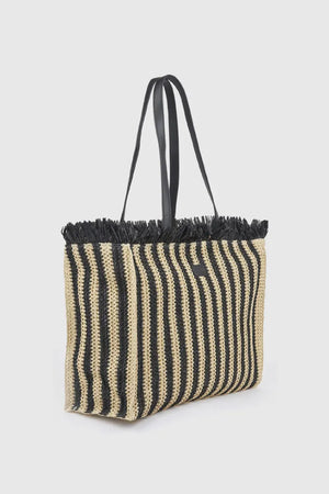 Borsa mare in paglia a righe | Verde Fashion
