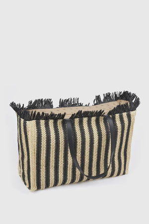 Borsa mare in paglia a righe | Verde Fashion