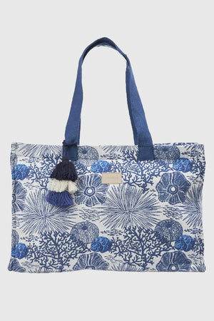 Borsa mare in cotone stampa floreale | Verde Fashion