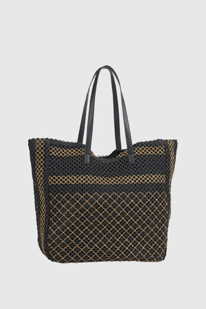 Borsa mare in paglia texture intrecciata | Verde Fashion