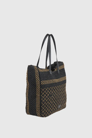 Borsa mare in paglia texture intrecciata | Verde Fashion