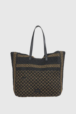 Borsa mare in paglia texture intrecciata | Verde Fashion