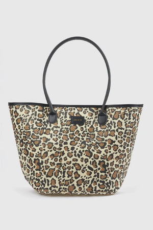 Borsa mare in paglia motivo leopardato | Verde Fashion