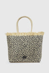 Borsa mare in paglia motivo leopardato | Verde Fashion