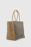 Borsa mare in paglia motivo geometrico | Verde Fashion