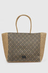 Borsa mare in paglia motivo geometrico | Verde Fashion