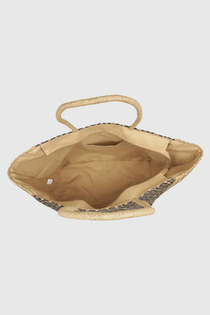 Borsa mare in paglia motivo geometrico | Verde Fashion