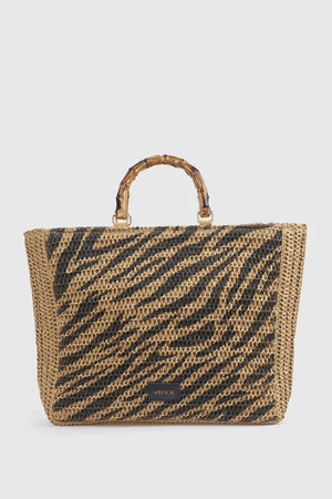 Borsa mare in paglia animalier | Verde Fashion