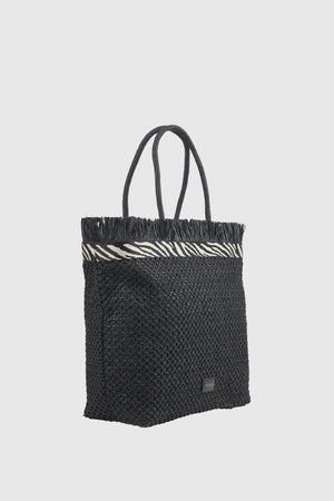 Borsa mare in paglia sfrangiata | Verde Fashion