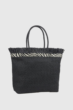 Borsa mare in paglia sfrangiata | Verde Fashion