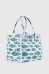 Borsa mare in cotone stampa pesci | Verde Fashion