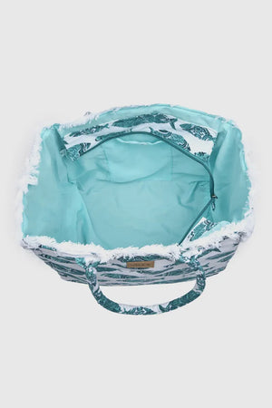 Borsa mare in cotone stampa pesci | Verde Fashion
