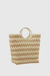 Borsa mare in paglia motivo zig zag | Verde Fashion