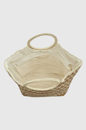 Borsa mare in paglia motivo zig zag | Verde Fashion