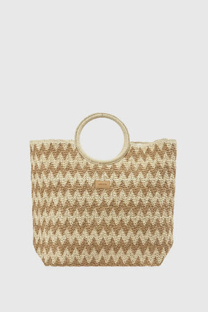 Borsa mare in paglia motivo zig zag | Verde Fashion