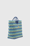 Borsa mare in paglia motivo zig zag | Verde Fashion