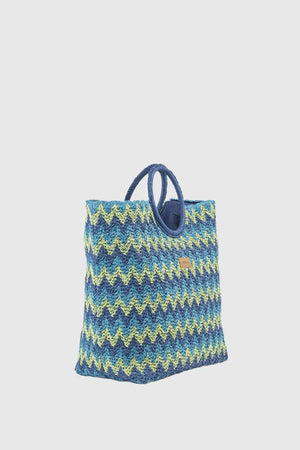 Borsa mare in paglia motivo zig zag | Verde Fashion