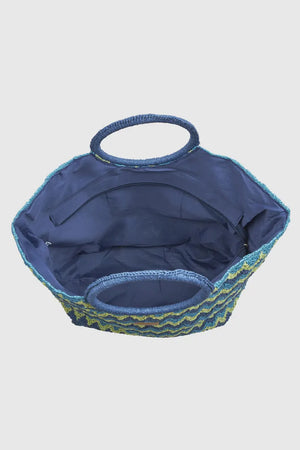 Borsa mare in paglia motivo zig zag | Verde Fashion