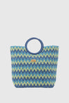Borsa mare in paglia motivo zig zag | Verde Fashion