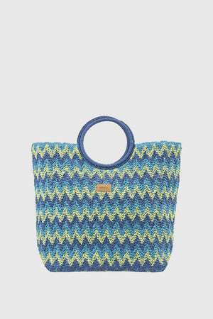 Borsa mare in paglia motivo zig zag | Verde Fashion