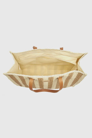 Borsa mare in paglia a righe | Verde Fashion